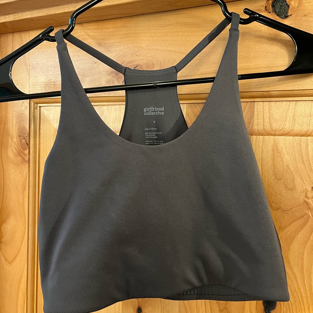 Girlfriend Collective Charcoal Cleo Halter Bra